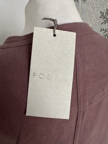 POETRY Dusky Pink Smocked Shirt Artisan Tunic Dress UK 14 Tencel Linen Drape NEW - Picture 9 of 10