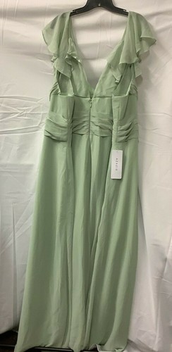 Azazie Womens Bridesmaid Dress Dusty Sage Dakota Sleeveless Chiffon Maxi Sz A30 - Picture 3 of 8