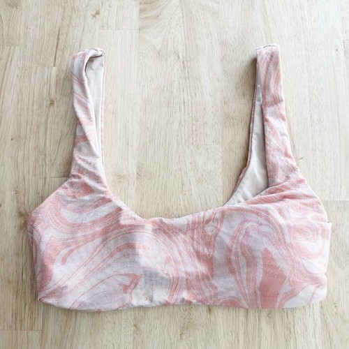 Neu ohne Etikett L * Space Lala geripptes Bikini-Top creme champagnerfarben Ziegel M Schwimmen - Bild 2 von 8