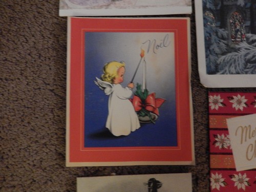 #3, 30 VINTAGE CHRISTMAS CARDS, BELLS CANDLES ANGELS NATIVITY WREATHS HOLLY - Picture 18 of 22
