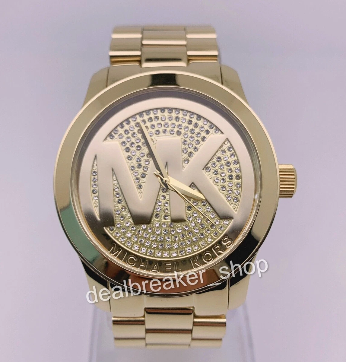 MICHAEL KORS MK5706 Runway Crystal Pave MK Logo Gold Tone Ladies Wrist Watch