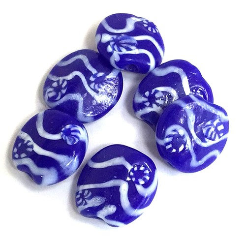 Lámpara de vidrio hecho a mano azul extendido arte 17 mm 8 piezas fabricación de joyas (G15) - Imagen 4 de 8