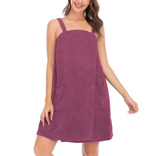 Women's Terry Cloth Towel Wrap Tank After Shower Dress Bath Spa Cozy Shower Robe - Picture 36 of 73