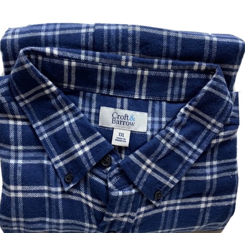 Camisa Croft & Barrow Para Hombre Talla 2XL Franela Extra Suave Manga Larga Nueva Con Etiquetas Azul Blanco - Imagen 3 de 7