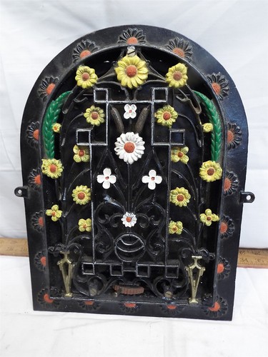 Rejilla de ventilación de rejilla de calor de registro de pared de hierro fundido con tapa de arco flor arquitectónica - Imagen 1 de 7