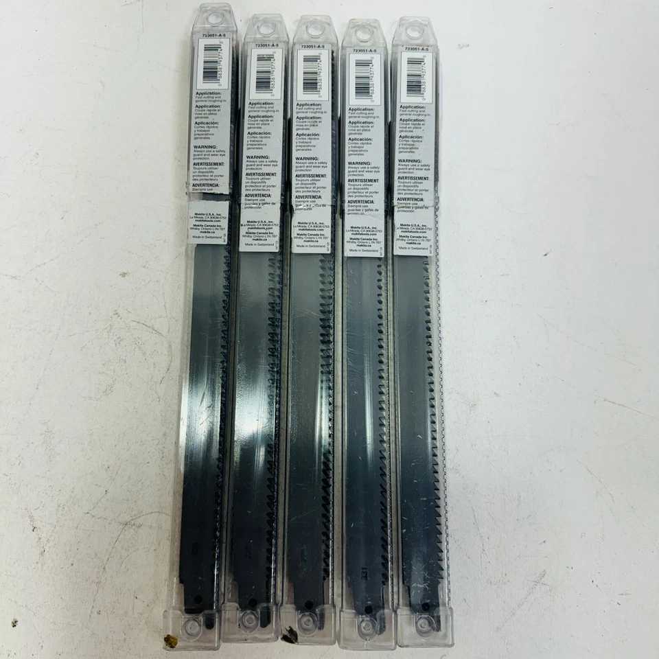 Paquete de 25 - Hoja de sierra recíproca para corte de madera Makita 723051-A-5 12", 6TPI Foto 2 de 4