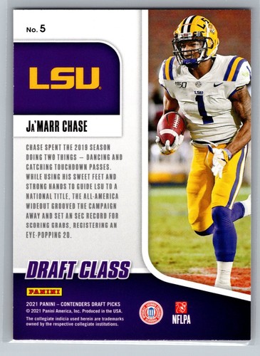 Ja'Marr Chase Rookie 2021 Panini Contenders Draft Picks Football - Picture 2 of 2