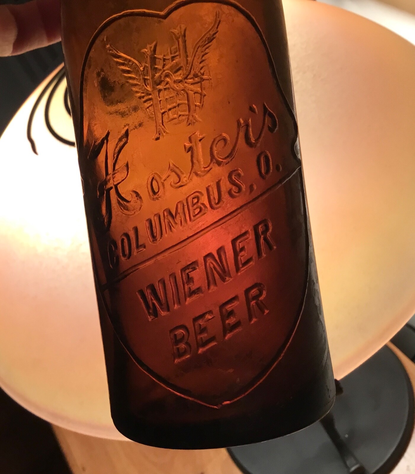 Old Hoster’s Wiener Beer Bottle Blob Top Columbus OH 1800s Advertising