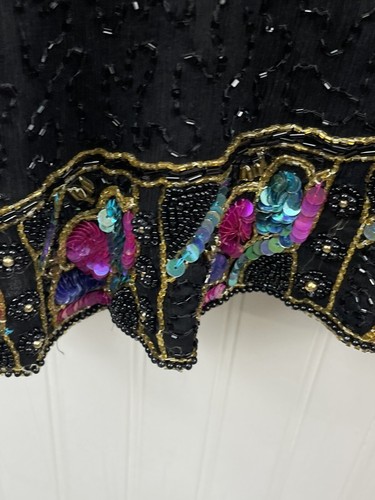 Roaman's Womens Vintage Silk Sequin Open Jacket Large - Picture 17 of 18