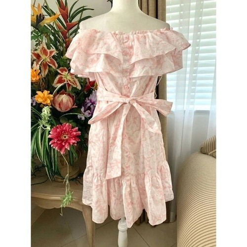 Lisa Marie Fernandez Target Floral Print Off the Shoulder Pink Dress Size XS - Picture 3 of 12