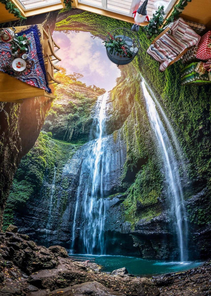 3D Waterfall Lake SKE730 Floor WallPaper Print Decal Epoxy