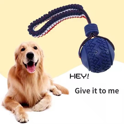 DOG BALL ON A ROPE CHEW TOYS INTERACTIVE TOY ROPE BALL STRONG TOYS PUPPY NEW - Picture 8 of 22