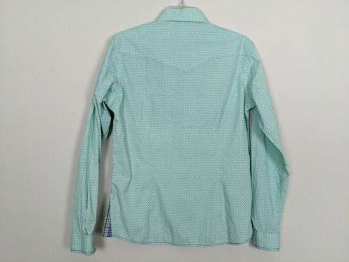 Rough Stock Panhandle slim Women western blue long sleeve snap button blouse S - Picture 2 of 12