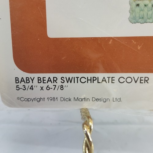 Leisure Arts Canvas Capers Baby Bear Switchplate Cover VTG 1981 NOS Gift Cute - Picture 4 of 13