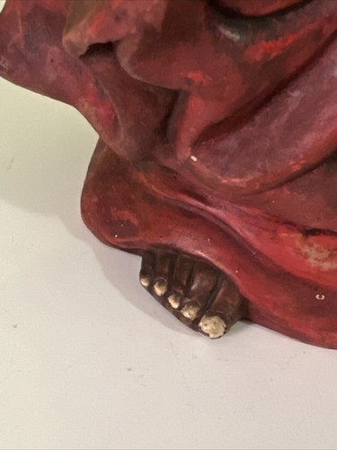 Antique Japanese Monk God Red Clay Pottery Statue Sculpture Impressed Signed 11” - Picture 20 of 22