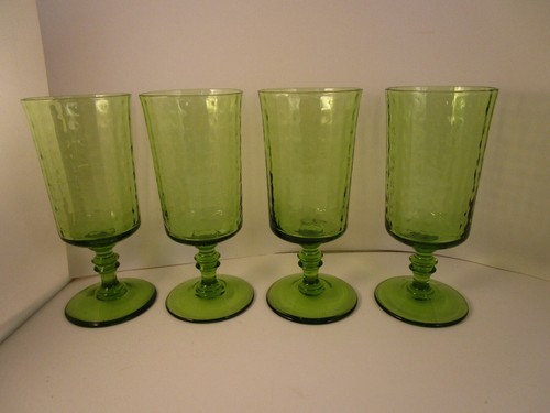 Vintage Bryce Struktur Waffel Grün Glas 4er Set Weingläser B - Bild 2 von 9