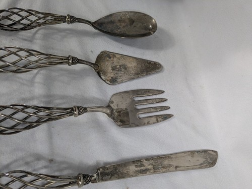 Godinger TWISTED Silverplate Serving Spoon Bombay Co 1999 Wedding Set Knife Fork - Picture 5 of 9