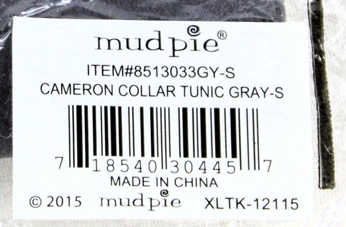 Mud Pie Small NWT Cameron Collar Tunic Polka Dot Stripe Gray Top Popover - Picture 7 of 7