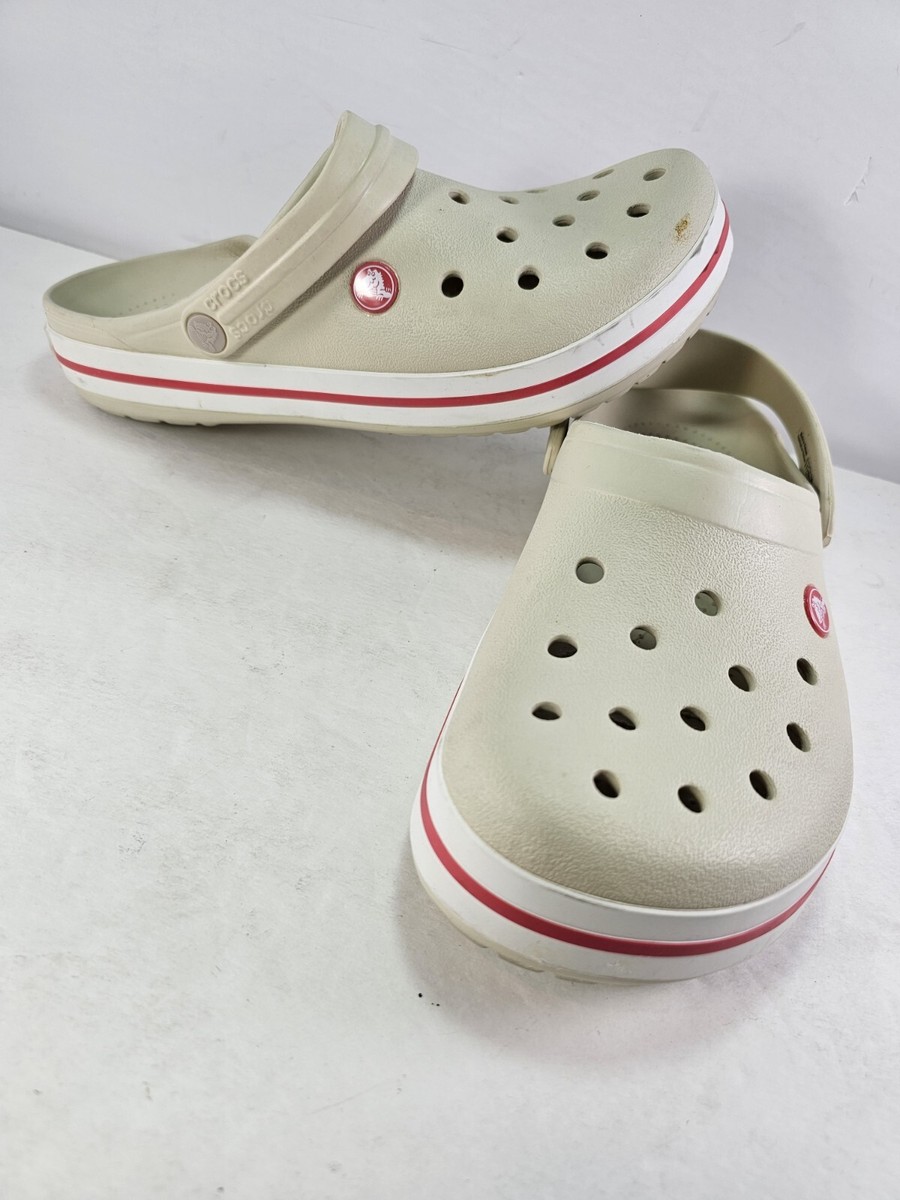 CROCS Stucco / Melon Tan Crocband Clog Slip On Rubber Clogs CROCS Stucco / Melon Tan Crocband Clog Slip On Rubber Clogs