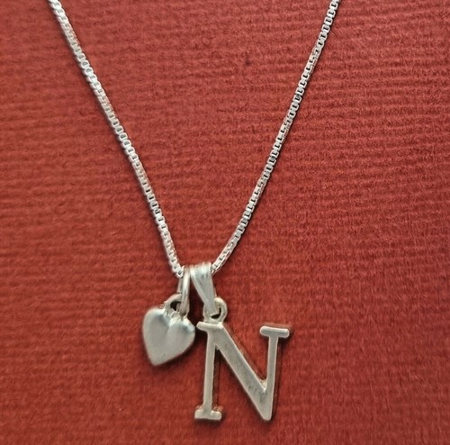 Sterling Silver Initial Letter Necklace Alphabet Heart Solid 925 pendant n chain - Picture 27 of 39