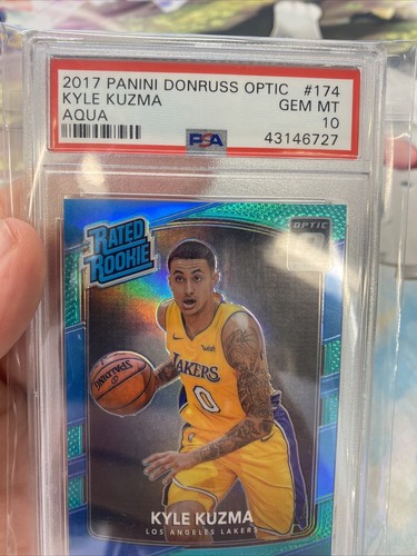 KYLE KUZMA 2017-18 Donruss Optic Rated Rookie Aqua Prizm RC /25 PSA 10 - Picture 5 of 7