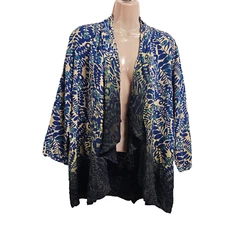 Citron Santa Monica Asymmetric Open Jacket Women Size M Silk Blend