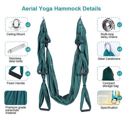 Aerial Yoga Swing Set Trapeze Yoga Hammock Kit Ultra Strong Tools + Mounting Kit - Picture 33 of 53
