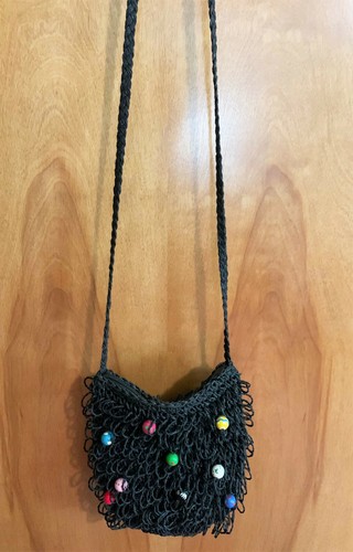 Angela Moore Makramee Crossbody Boho Handtasche (selten) mit handgefertigten Perlen - Bild 4 von 8