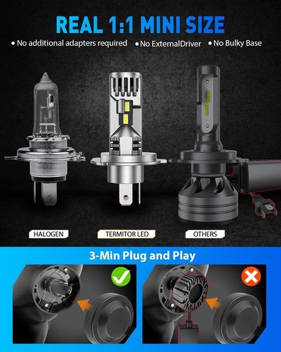 H4 Super Bright 9003 Fog Bulbs - 800% Brighter, 70,000-Hour Lifespan , Pack of 2 - Picture 5 of 8
