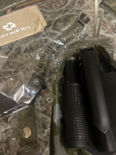 Mini Survival Kit w/ Knives Sere Tools First Aid, Gloves, Etc..Mini Backpack New - Picture 9 of 19