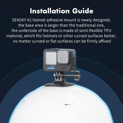 SEASKY [2Pack A1 Flexible Adhesive Mount Kit Helmet Base for Insta360 X4 X3 X2 - Picture 2 of 12
