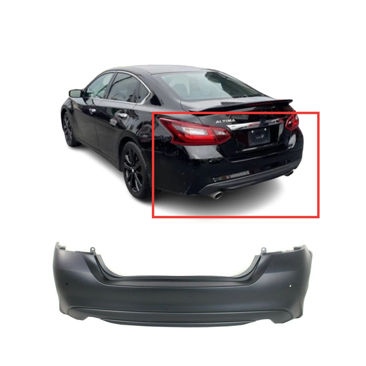 Rear Bumper Cover for 2016 2018 Nissan Altima w Park Assist
