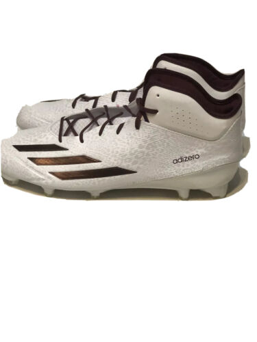 New Adidas Adizero 5-Star 5.0 Mid Mens Football Cleats - White / Maroon Size 18 - Picture 2 of 6