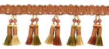 Beaded Tassel Fringe, Style BTFH4, Color 07H - Rust Medley Orange 5 Yards 