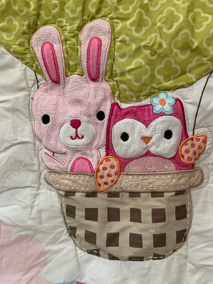 Cobertor de edredom CIRCO Baby Quilt UP WE GO balão de ar quente coruja raposa coelho pássaros - Imagem 3 de 4