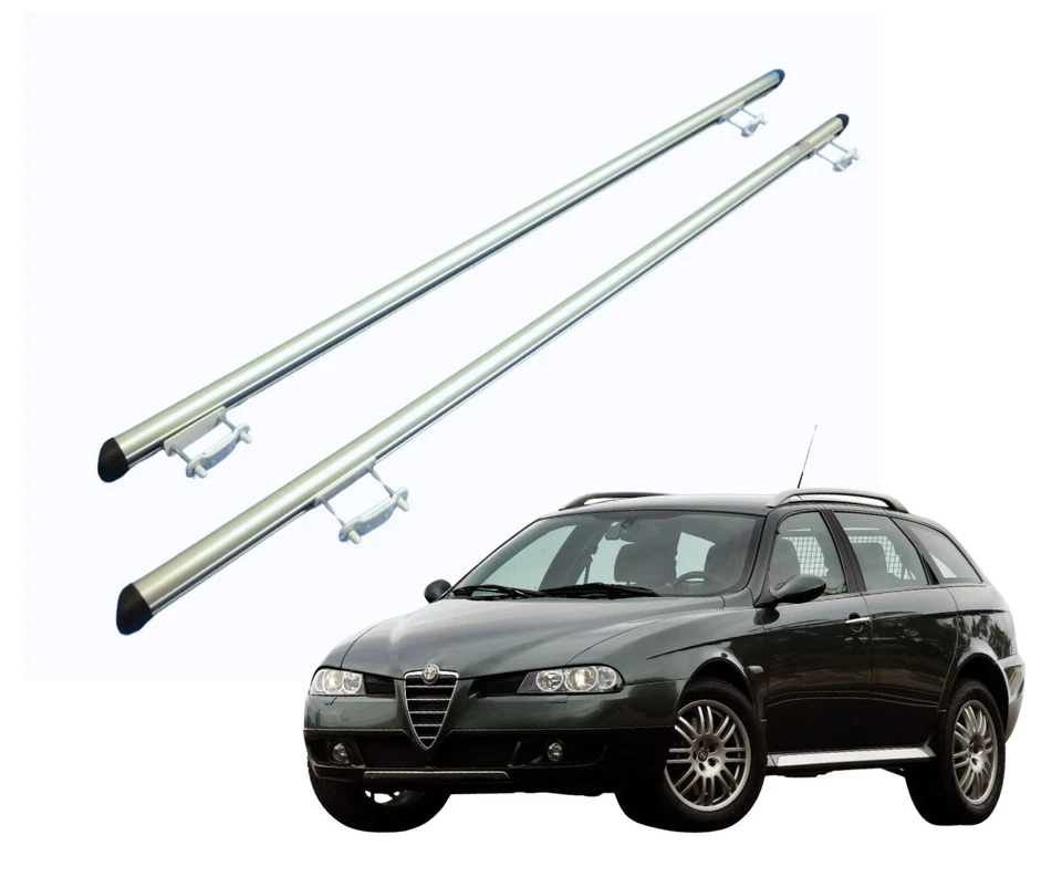Barres de toit Porte-Bagages Pour Alfa 156 sur Rail Aluminium - Photo 1/4