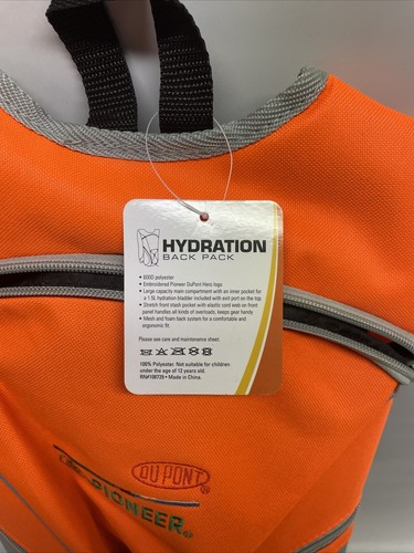 Dupont Pioneer Hydration Backpack Camel Drink Bladder Hunter Safety Orange NWT! - Picture 8 of 9