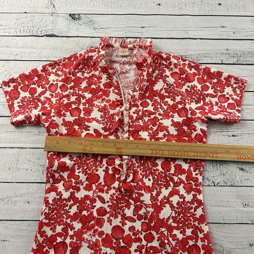 Top de natación Tory Burch 1/4 cremallera manga corta nailon spandex para mujer mediano rojo floral - Imagen 4 de 5