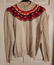 Cabi Winsome Pullover Sweater Womens Size M Beige 4416 Wool Blend Mock Neck Rare