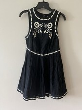 FREE PEOPLE Birds of A Feather Embroidered Mini Dress Black Size 2