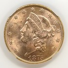 1875 P $20 Gold Liberty Head Double Eagle Coin Ngc Ms61 Better Type 2 Ms 61 Bu