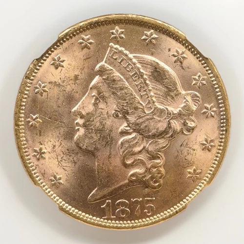 1875 P $20 Gold Liberty Head Double Eagle Coin NGC MS61 BETTER TYPE 2 MS 61 BU