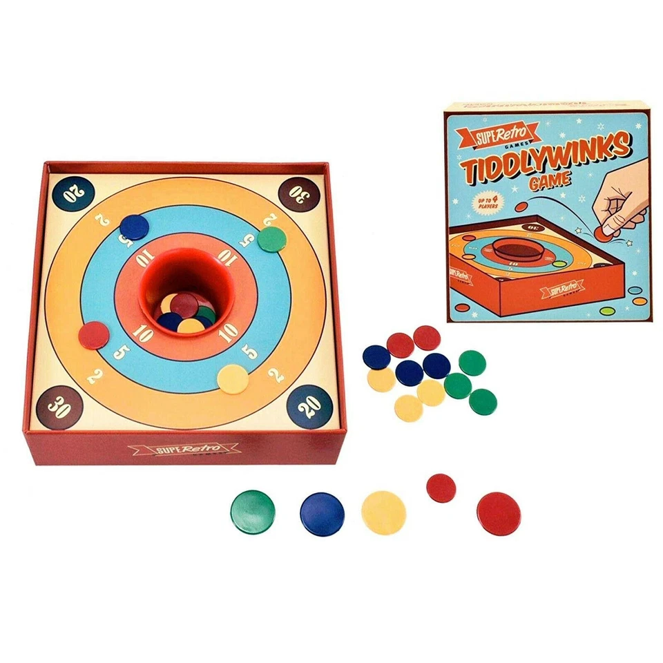 Traditional Tiddlywinks Classic Family Game Retro Skill Tiddly Game 4 Players - Image 3 of 4