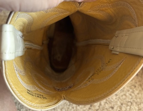 Nocona Cowboy Boots Mens Size 9.5 Cream/Ivory/Tan Elephant Print Leather - Picture 10 of 15