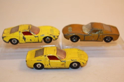 1960's - 1970's Lot of 3 Vintage Matchbox Lesney Lamborghini Miura #33 Cars