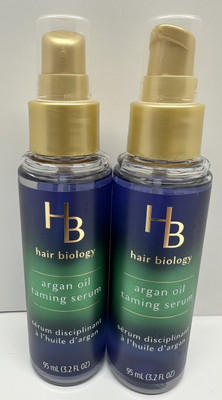 HB Hair Biology Argan Oil Taming Serum Controls Frizz Nourish 3.2 Oz Lot Of 2