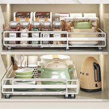 2pack Pull Out Cabinet Organizer, Expandable Slide Out Drawers for Kitchen Ca...