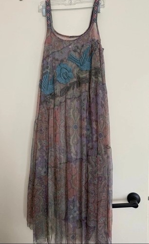 Johnny Was Matisse Mesh A-Line Dress With Slip ~ Embroidered Sz Large Fit XL - Picture 15 of 16