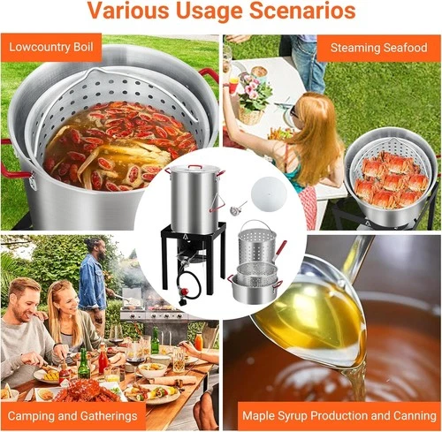 30 QT Turkey Fryer Set with 10 QT Accessory Kit, 50,000 BTU Aluminum Deep Fryer