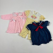 Vintage Baby Bundle Girls 3M Lot of 3 Nautical Bows Girly Romper Dress
